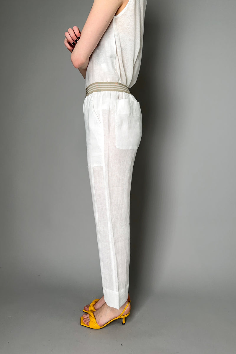 Tonet Pull-On Linen Pants in White
