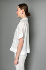 Tonet Short Sleeve Linen Button-Up Shirt in White