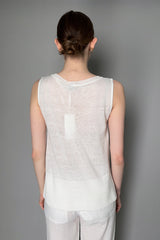 Tonet Linen Top with Knit Back in White