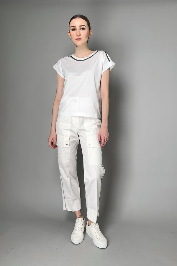 Tonet Cropped Linen-Cotton Twill Cargo Pants in White