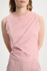 Dorothee Schumacher Punto Milano Top with Draped Tulle Overlay in Light Rose