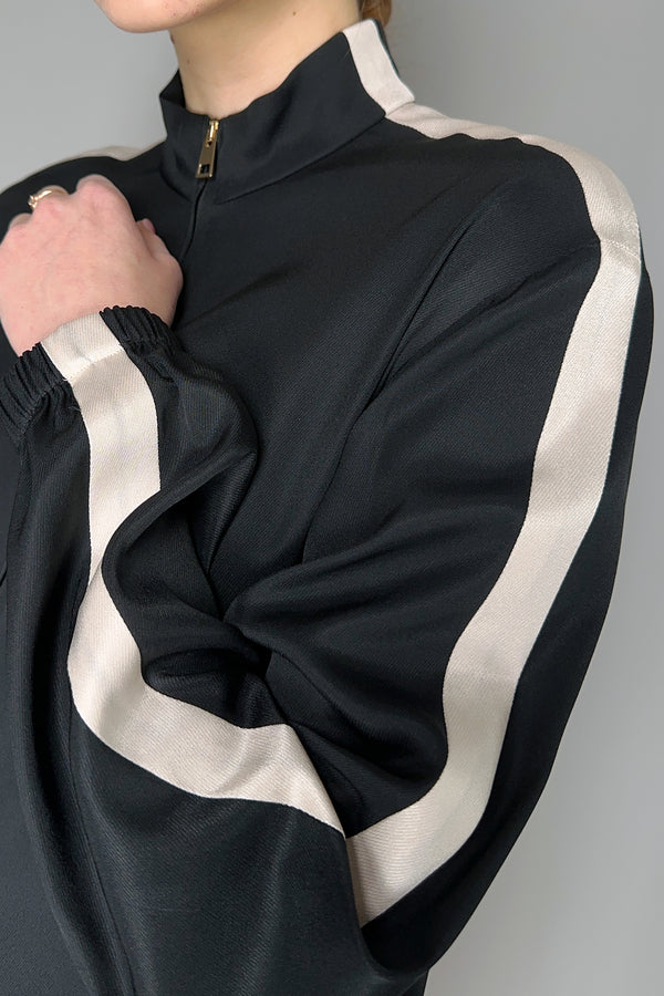 Lorena Antoniazzi Mock Neck Silk Blend Tunic in Black and Beige- Ashia Mode- Vancouver, BC