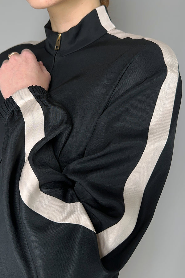 Lorena Antoniazzi Mock Neck Silk Blend Tunic in Black and Beige Vancouver. Shop Online or in Store.