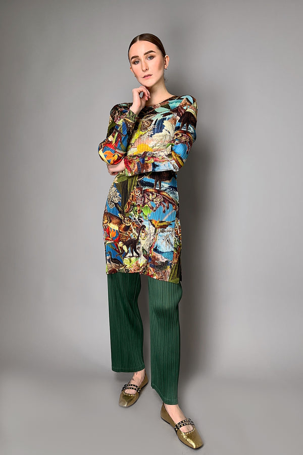 Pleats Please Issey Miyake Aurora Jungle Tunic in Multicolour