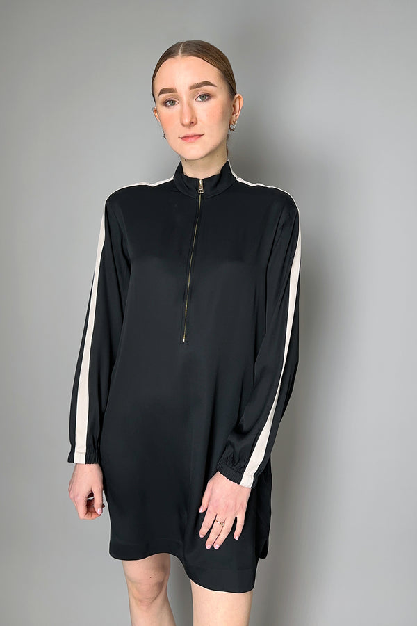 Lorena Antoniazzi Mock Neck Silk Blend Tunic in Black and Beige Vancouver. Shop Online or in Store.