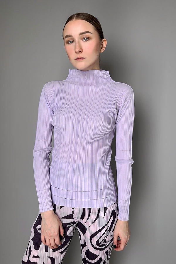 Pleats Please Issey Miyake Soft Pleats Turtleneck Shirt in Light Purple- Ashia Mode- Vancouver, BC