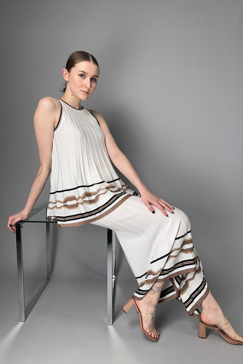 D. Exterior Ribbed Knit Pants in White with Bronze Lurex Pattern Vancouver. Shop Online or in Store.