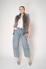 Rag & Bone Jewel Embellished Charlie High-Rise Barrel Jeans in Light Blue Vancouver. Shop Online or in Store.