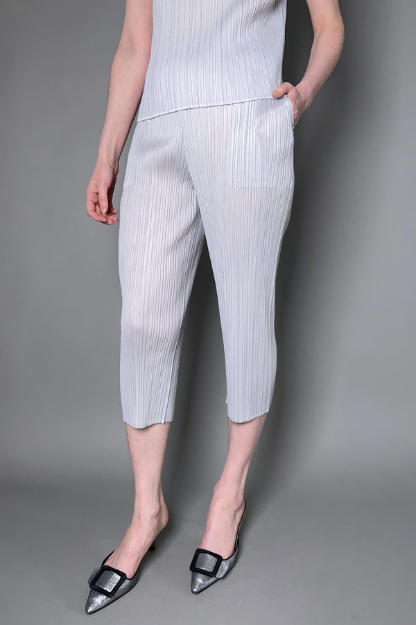 Pleats Please Basics Cropped Pants in Light Grey