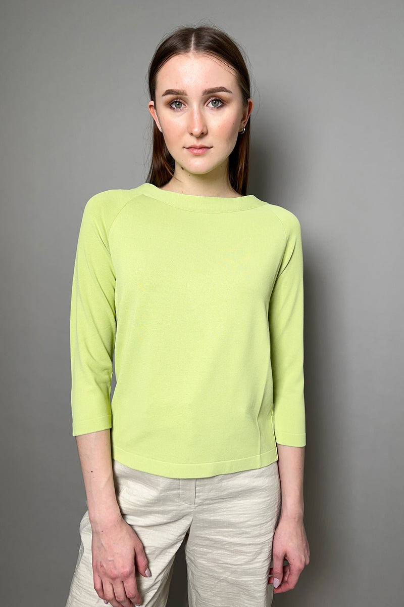 Annette Gortz Long Sleeve Knit Boat Neck Top in Apple Green Vancouver. Shop Online or in Store.