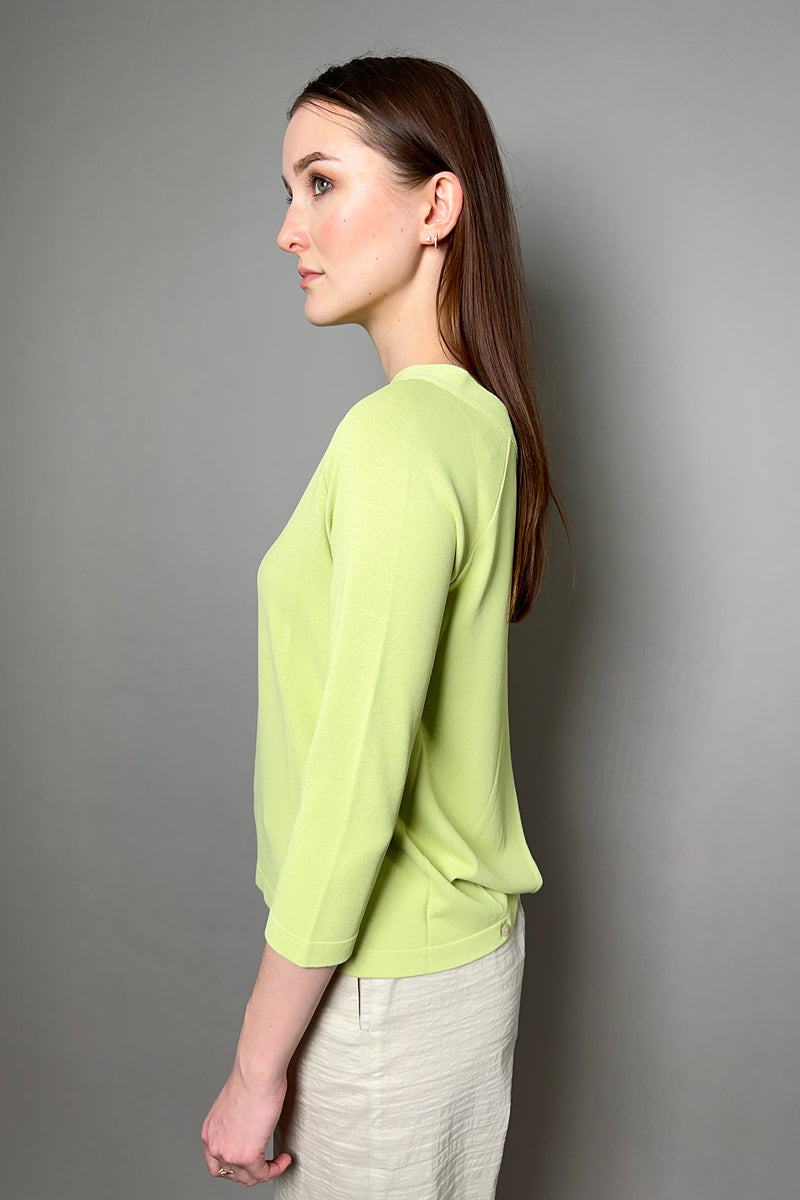 Annette Gortz Long Sleeve Knit Boat Neck Top in Apple Green Vancouver. Shop Online or in Store.
