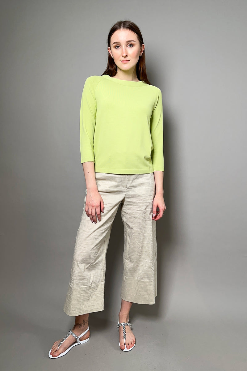 Annette Gortz Long Sleeve Knit Boat Neck Top in Apple Green Vancouver. Shop Online or in Store.