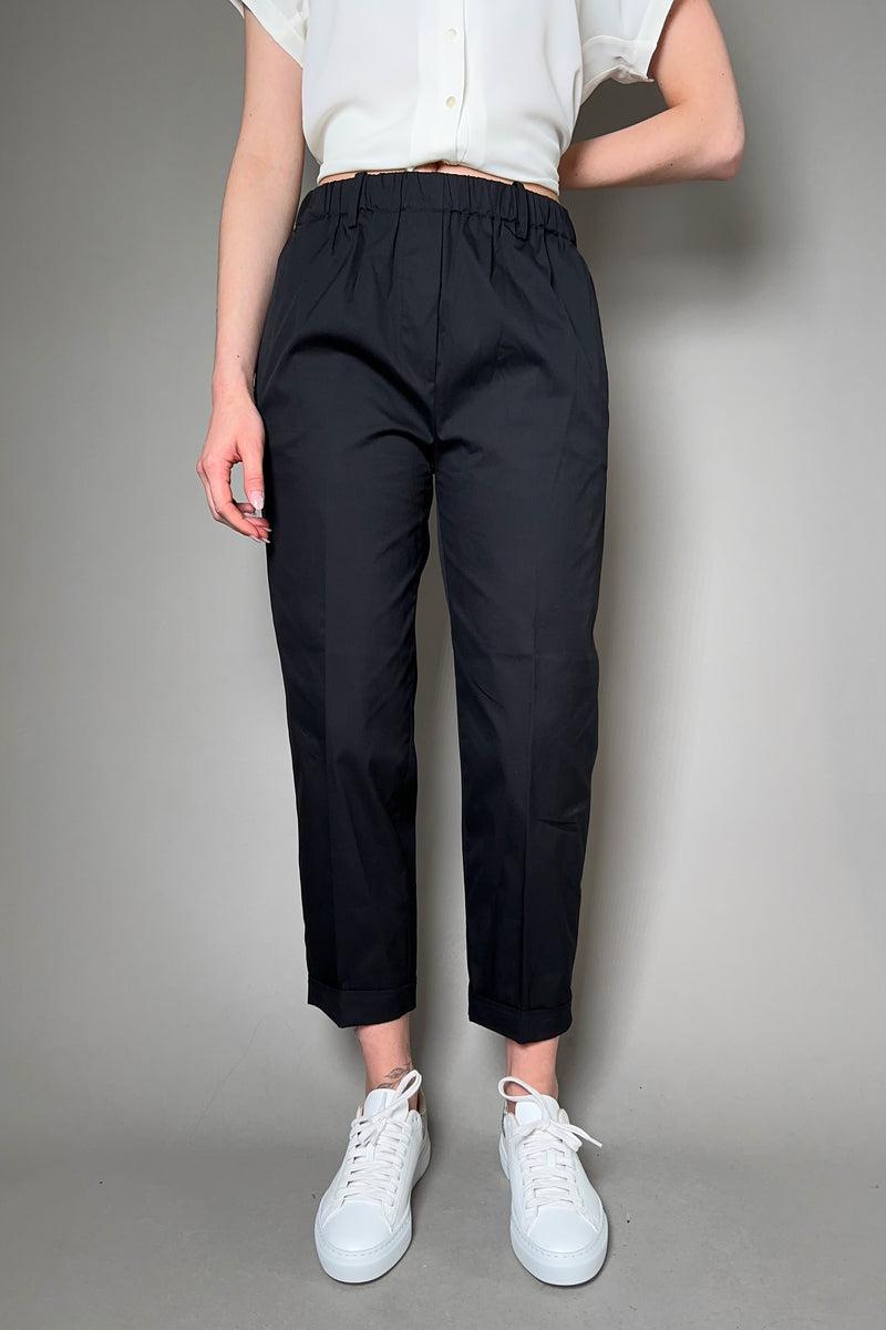 Antonelli Firenze Roubaix Pull-On Crisp Cotton Pants in Black