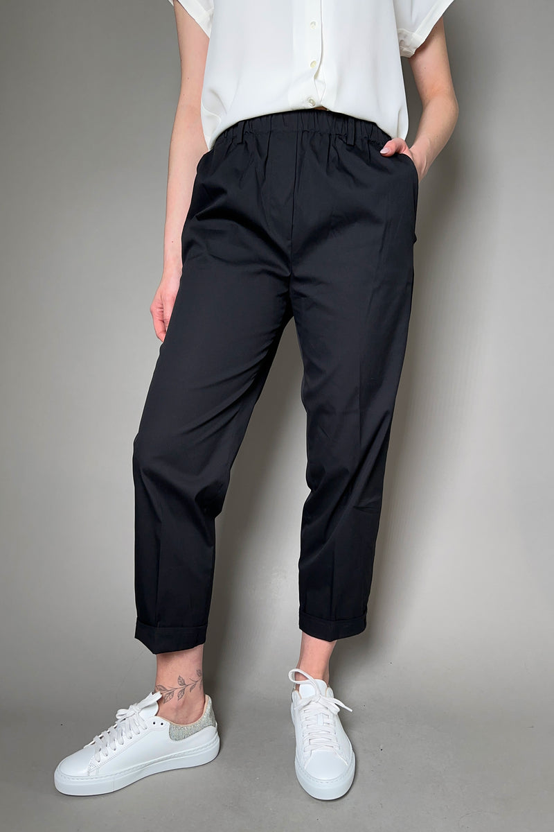 Antonelli Firenze Roubaix Pull-On Crisp Cotton Pants in Black