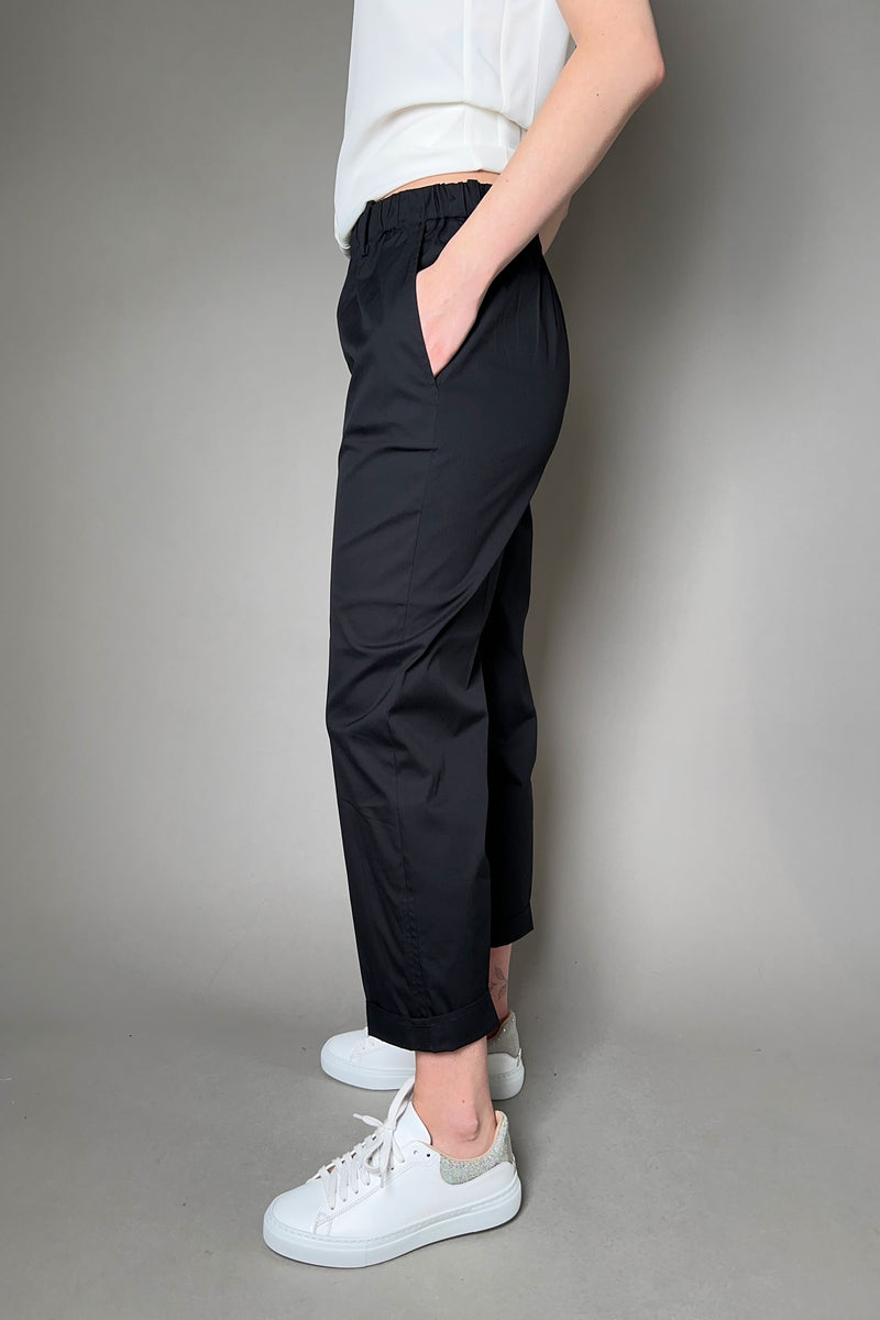Antonelli Firenze Roubaix Pull-On Crisp Cotton Pants in Black