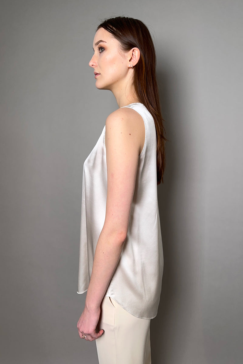 Antonelli Firenze Pecan Silk V-Neck Tank Top in Champagne