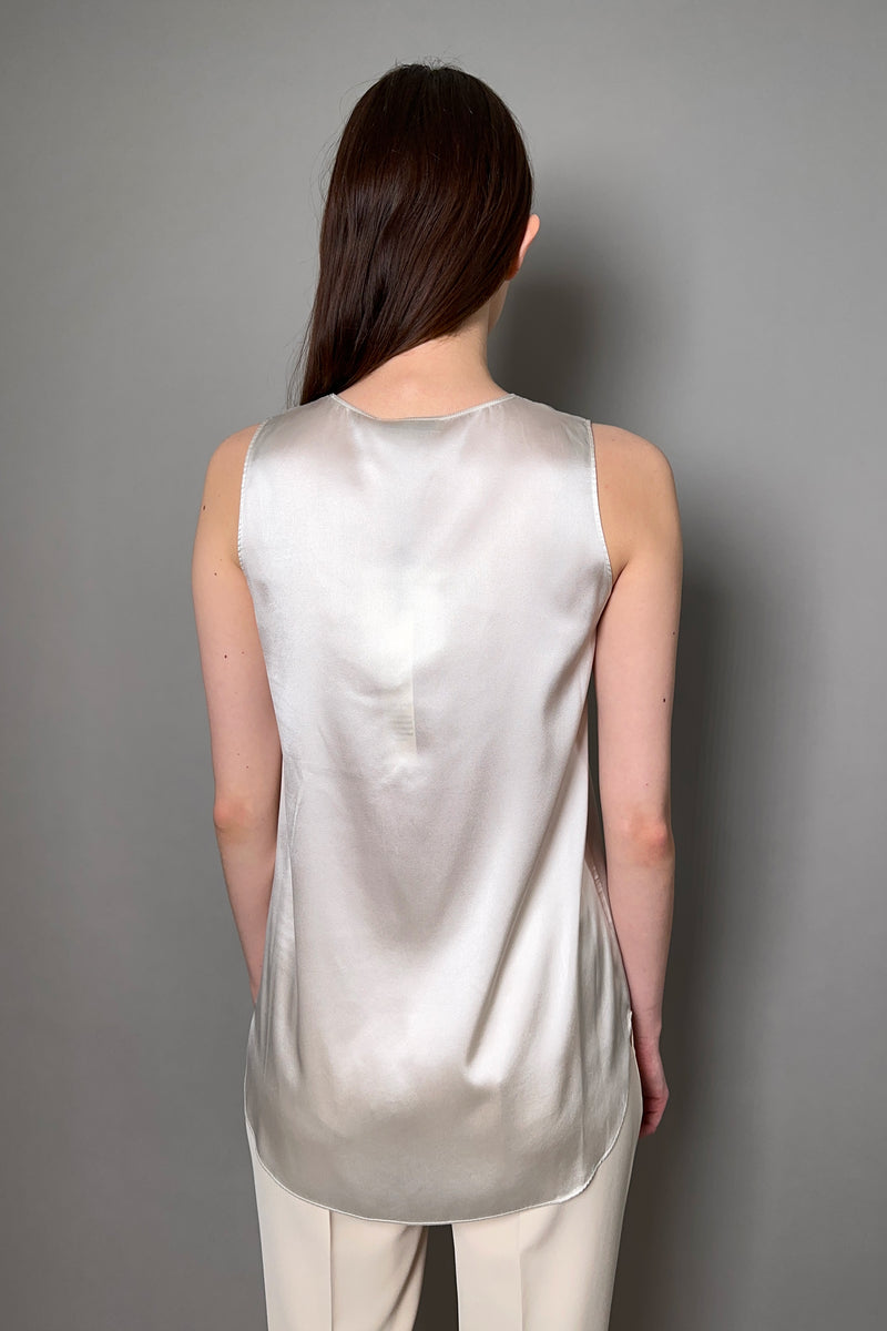 Antonelli Firenze Pecan Silk V-Neck Tank Top in Champagne