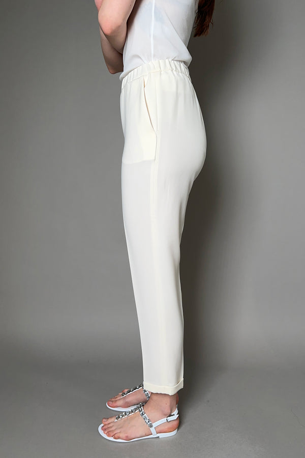 Antonelli Firenze Rosalba Cropped Crepe Pants in Cream