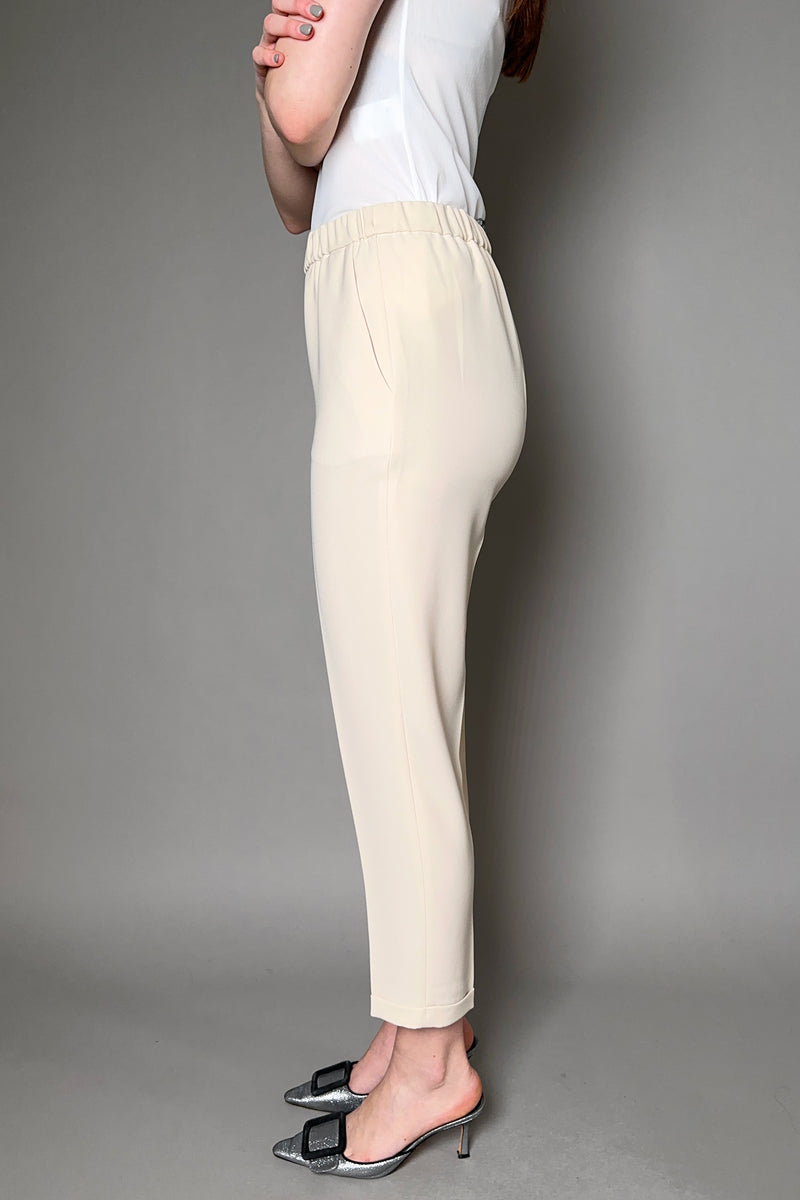 Antonelli Firenze Rosalba Cropped Crepe Pants in Sand