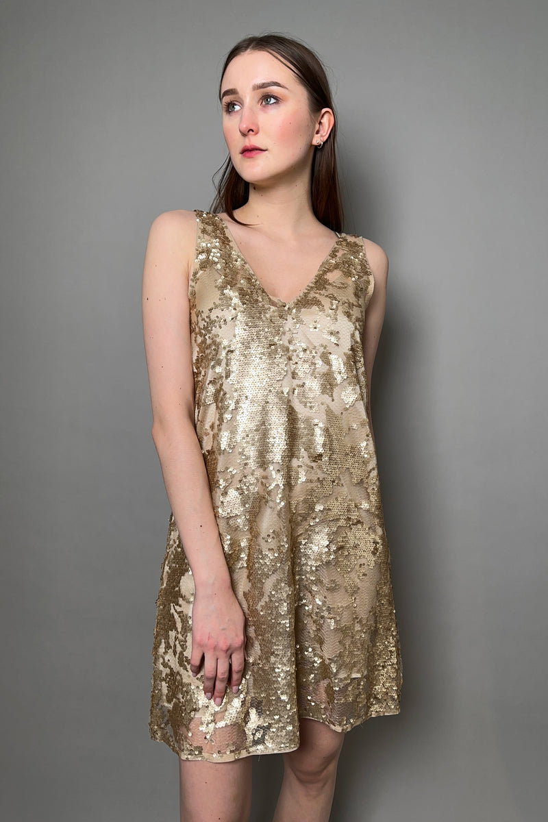 Antonelli Firenze Noemi Short Gold Sequin Dress