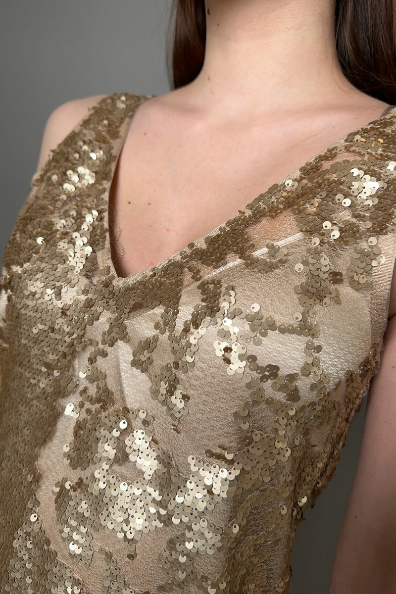 Antonelli Firenze Noemi Short Gold Sequin Dress