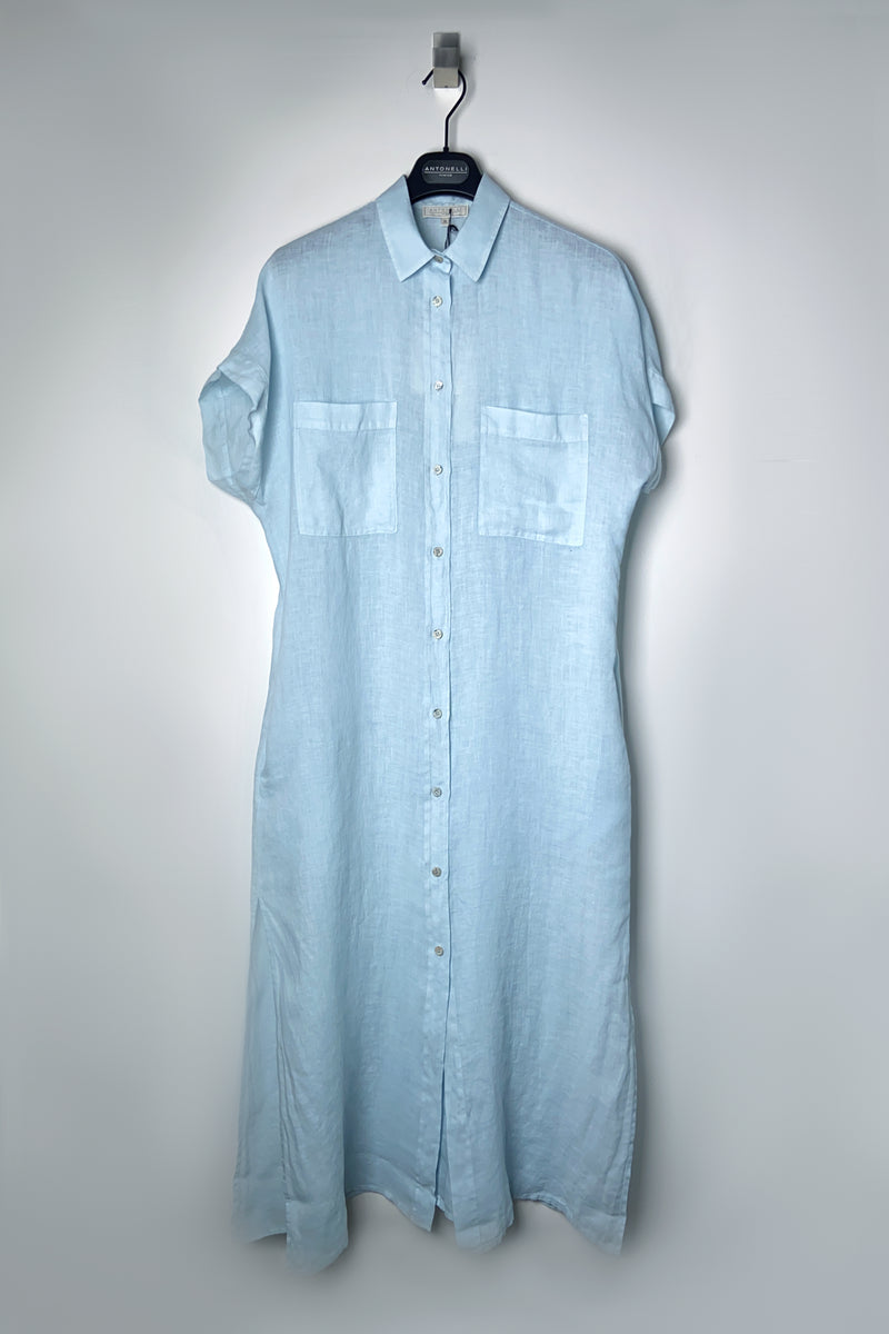 Antonelli Moena Linen Duster-Dress in Sky Blue