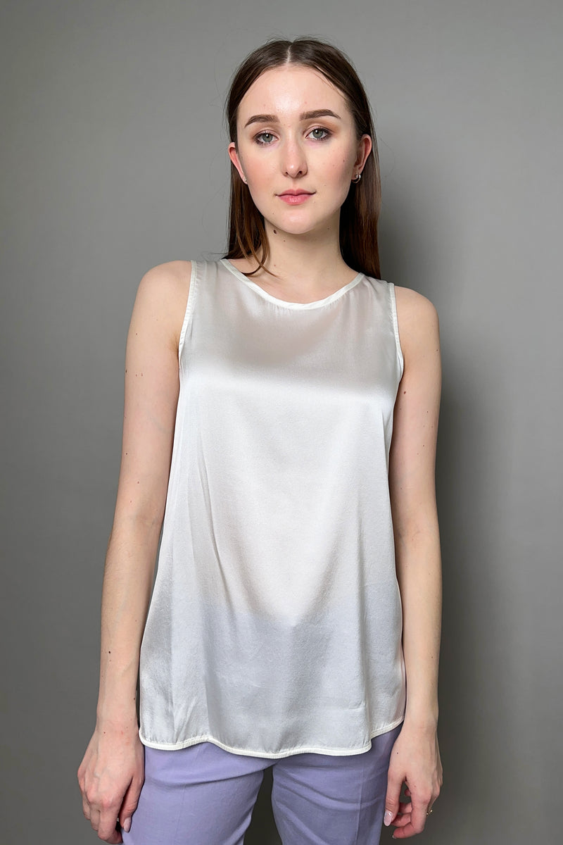 Antonelli Firenze Peru Silk Round Neck Tank Top in Cream