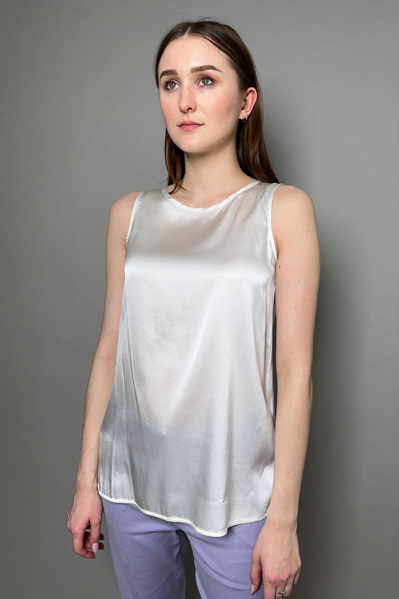 Antonelli Firenze Peru Silk Round Neck Tank Top in Cream