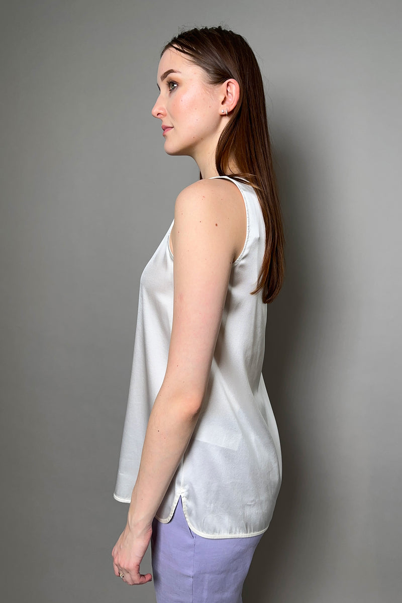 Antonelli Firenze Peru Silk Round Neck Tank Top in Cream