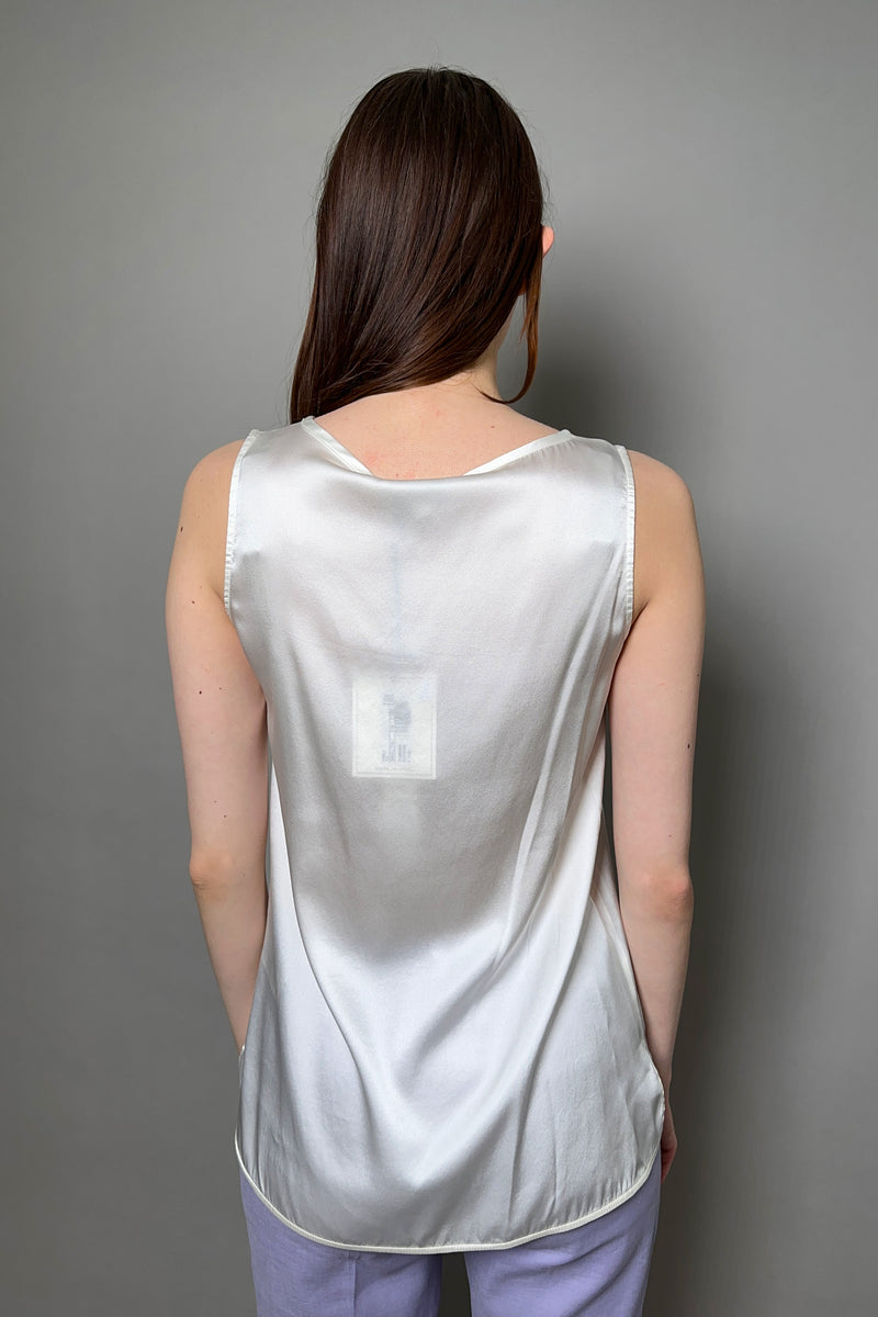 Antonelli Firenze Peru Silk Round Neck Tank Top in Cream