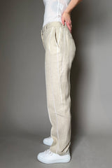 Antonelli Firenze Rhondiola Striped Linen Trousers in Sandy Beige