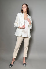 Antonelli Firenze Pecan Silk V-Neck Tank Top in Champagne