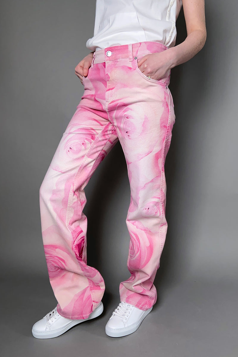 Blumarine Rose Print Boyfriend Jeans