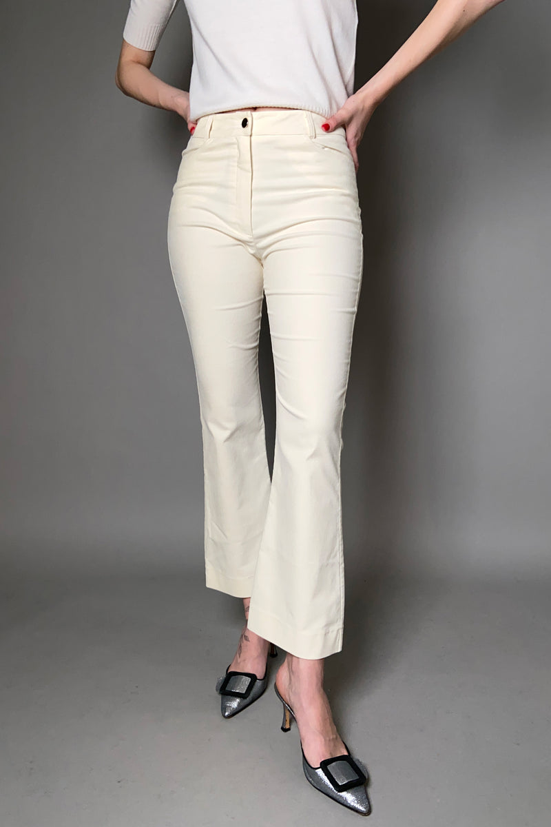 D. Exterior Flared Velvet Pants in Cream