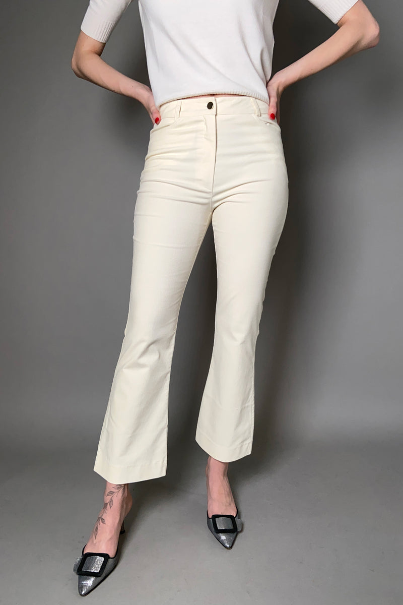 D. Exterior Flared Velvet Pants in Cream