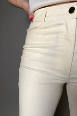 D. Exterior Flared Velvet Pants in Cream