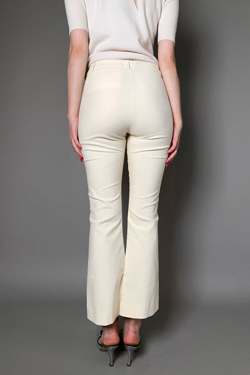 D. Exterior Flared Velvet Pants in Cream