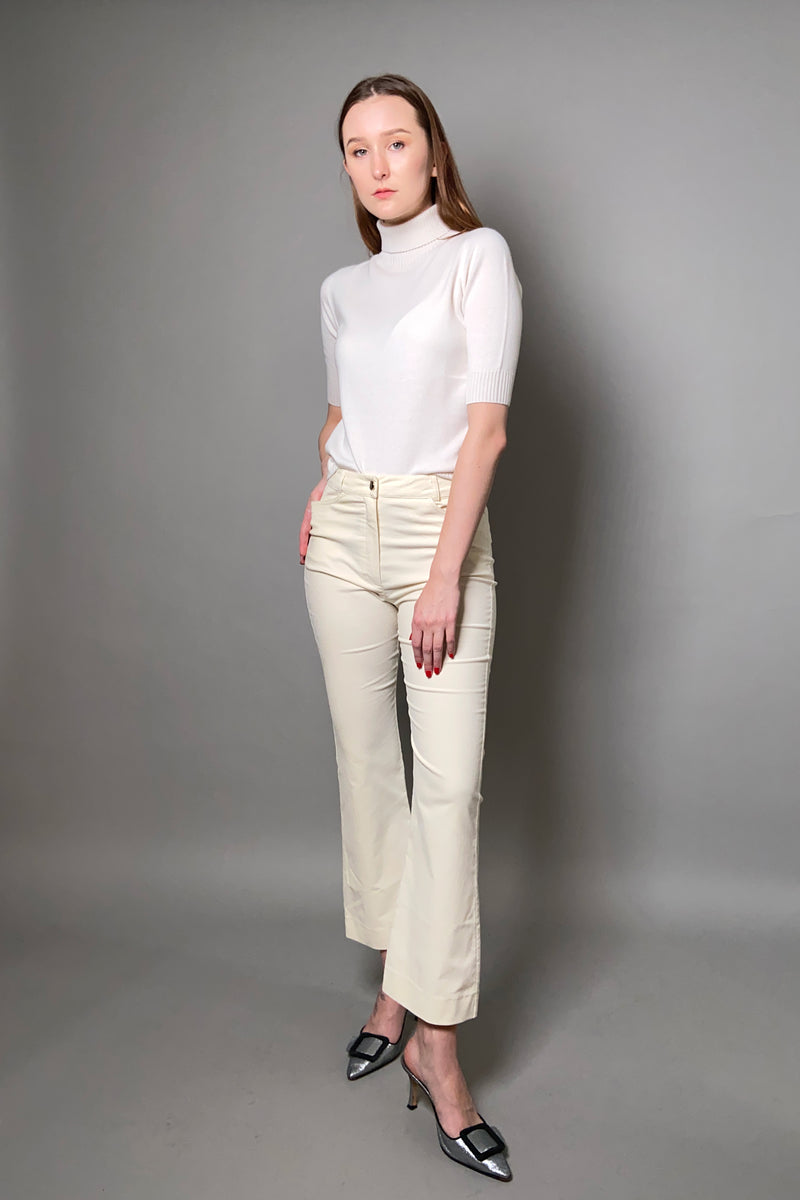 D. Exterior Flared Velvet Pants in Cream