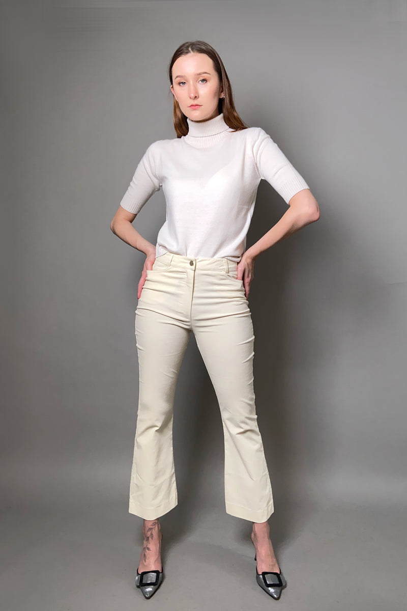 D. Exterior Flared Velvet Pants in Cream