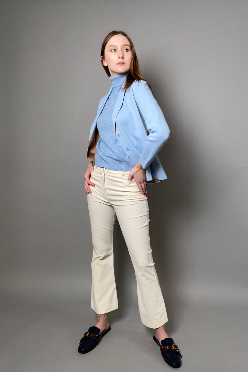 D. Exterior Flared Velvet Pants in Cream