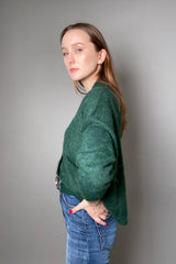 D. Exterior Furry Alpaca Cardigan in Emerald