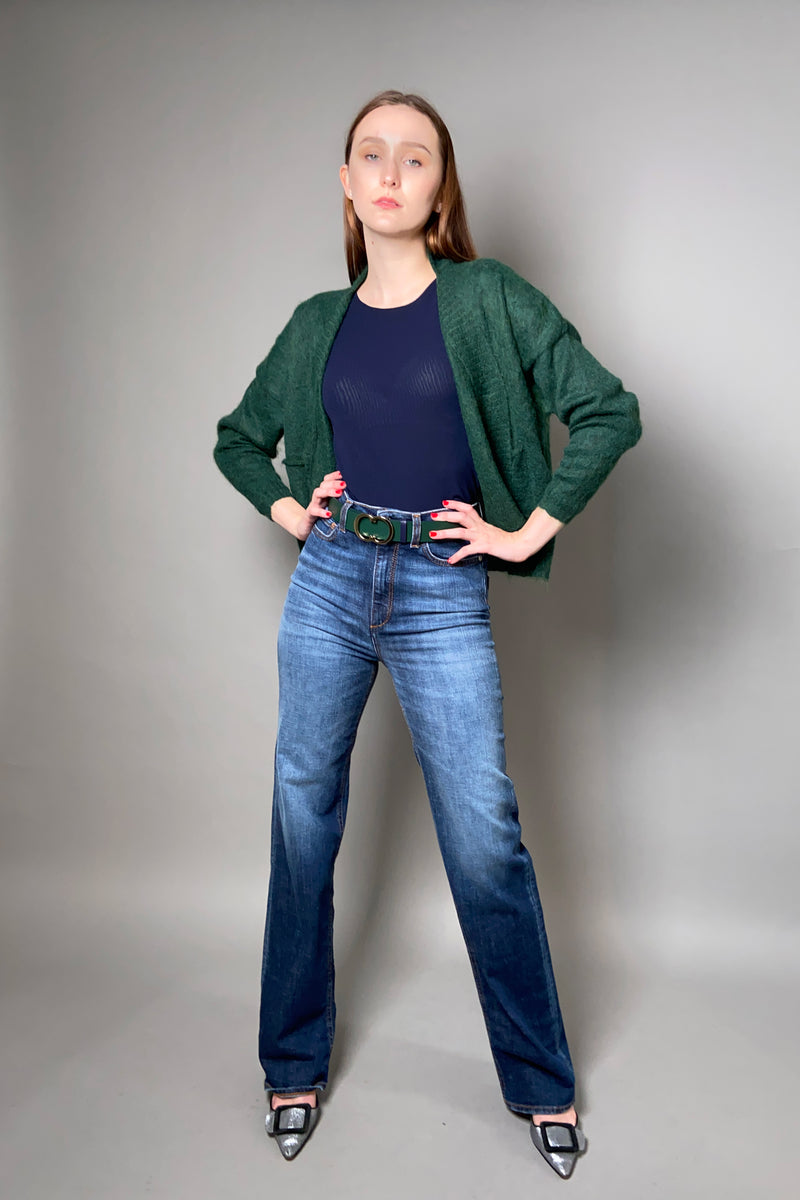 D. Exterior Furry Alpaca Cardigan in Emerald