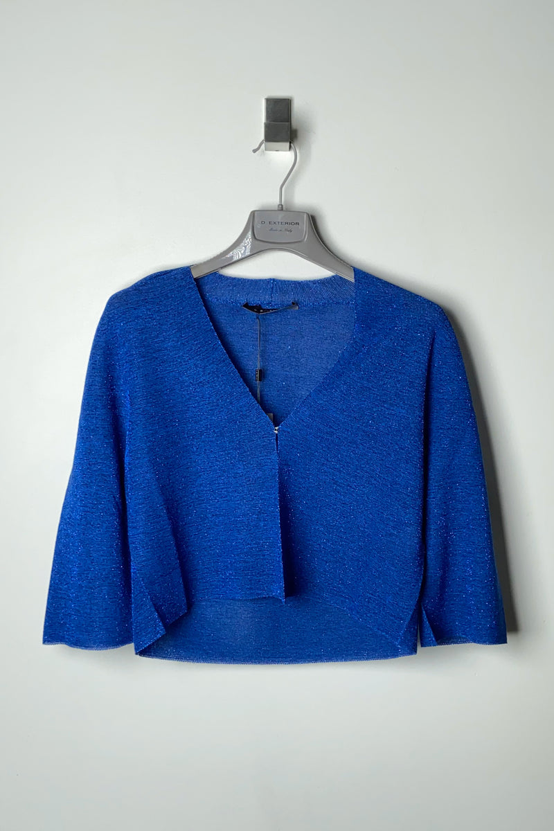 D. Exterior Cropped Sparkle Cardigan in Cobalt