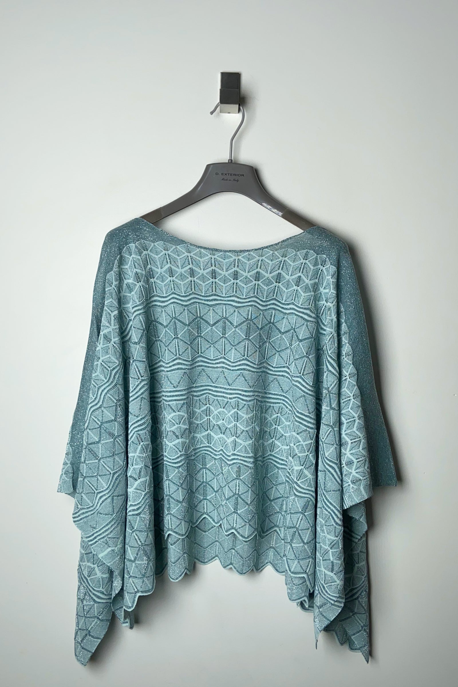 D. Exterior Sleeveless Knit Sparkle Poncho in Aqua – Ashia Mode