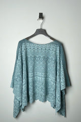 D. Exterior Sleeveless Knit Sparkle Poncho in Aqua