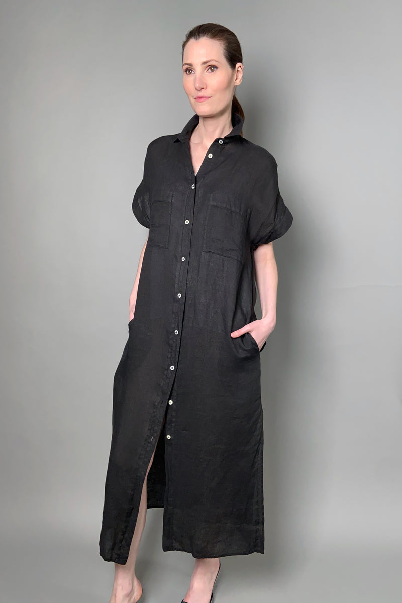 Antonelli Moena Linen Duster-Dress in Black