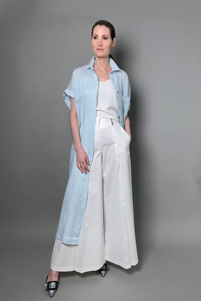 Antonelli Moena Linen Duster-Dress in Sky Blue