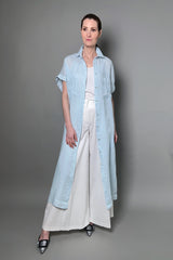 Antonelli Moena Linen Duster-Dress in Sky Blue