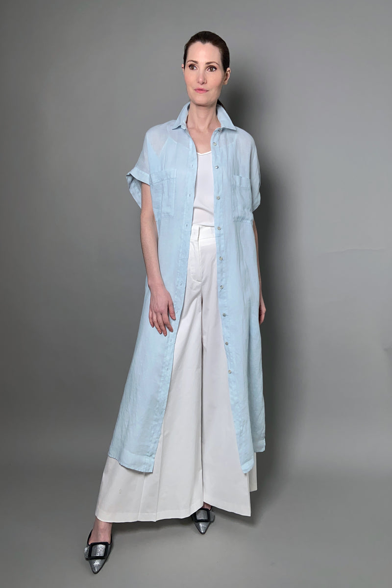 Antonelli Moena Linen Duster-Dress in Sky Blue