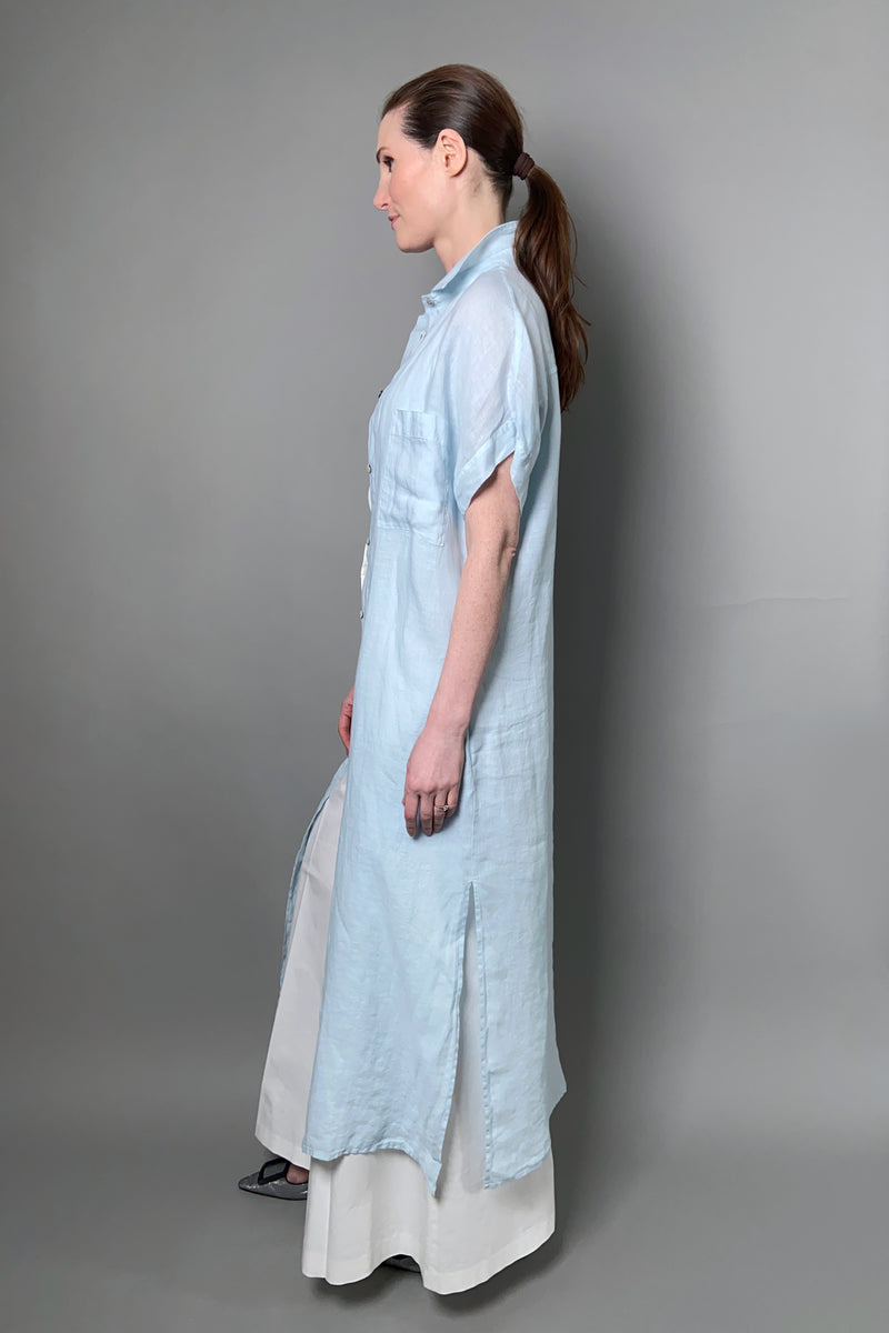 Antonelli Moena Linen Duster-Dress in Sky Blue